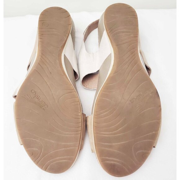 Dansko Womens 2 Tone Ivory and Tan Vicky Slingback Wedge Sandals Shoes 39 - Picture 8 of 8